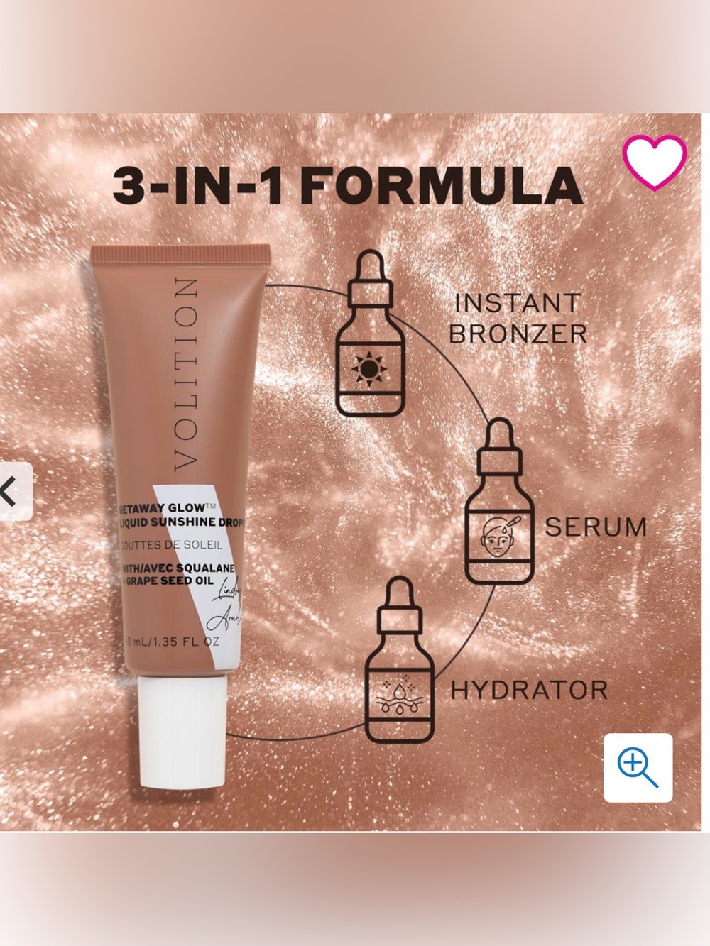 NWT Volition Getaway Glow Liquid Sunshine Drops - Bronze - 40ml tube